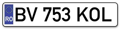 Placuta inmatriculare numar auto  BV-753-KOL, BV 753 KOL, BV753KOL