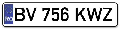Placuta inmatriculare numar auto  BV-756-KWZ, BV 756 KWZ, BV756KWZ