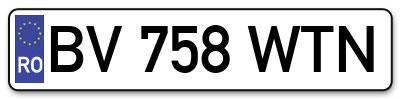 Placuta inmatriculare numar auto  BV-758-WTN, BV 758 WTN, BV758WTN