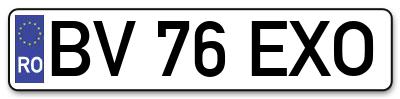 Placuta inmatriculare numar auto  BV-76-EXO, BV 76 EXO, BV76EXO