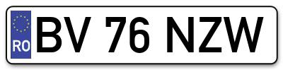 Placuta inmatriculare numar auto  BV-76-NZW, BV 76 NZW, BV76NZW