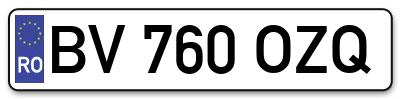 Placuta inmatriculare numar auto  BV-760-OZQ, BV 760 OZQ, BV760OZQ