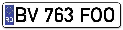 Placuta inmatriculare numar auto  BV-763-FOO, BV 763 FOO, BV763FOO