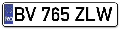 Placuta inmatriculare numar auto  BV-765-ZLW, BV 765 ZLW, BV765ZLW
