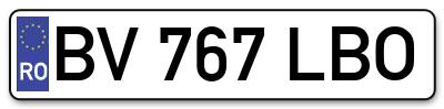 Placuta inmatriculare numar auto  BV-767-LBO, BV 767 LBO, BV767LBO