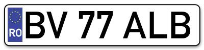 Placuta inmatriculare numar auto  BV-77-ALB, BV 77 ALB, BV77ALB