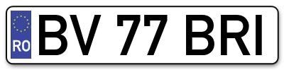 Placuta inmatriculare numar auto  BV-77-BRI, BV 77 BRI, BV77BRI