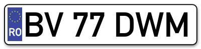 Placuta inmatriculare numar auto  BV-77-DWM, BV 77 DWM, BV77DWM