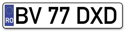 Placuta inmatriculare numar auto  BV-77-DXD, BV 77 DXD, BV77DXD