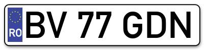 Placuta inmatriculare numar auto  BV-77-GDN, BV 77 GDN, BV77GDN