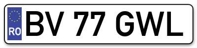 Placuta inmatriculare numar auto  BV-77-GWL, BV 77 GWL, BV77GWL