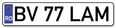 Placuta inmatriculare numar auto  BV-77-LAM, BV 77 LAM, BV77LAM