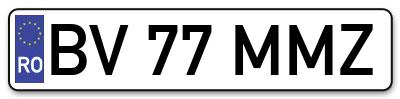 Placuta inmatriculare numar auto  BV-77-MMZ, BV 77 MMZ, BV77MMZ