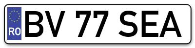 Placuta inmatriculare numar auto  BV-77-SEA, BV 77 SEA, BV77SEA