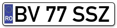 Placuta inmatriculare numar auto  BV-77-SSZ, BV 77 SSZ, BV77SSZ