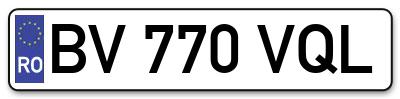 Placuta inmatriculare numar auto  BV-770-VQL, BV 770 VQL, BV770VQL