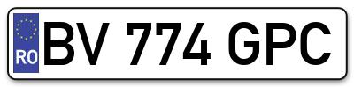 Placuta inmatriculare numar auto  BV-774-GPC, BV 774 GPC, BV774GPC