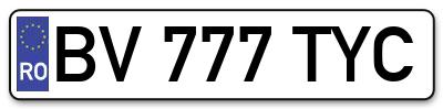 Placuta inmatriculare numar auto  BV-777-TYC, BV 777 TYC, BV777TYC