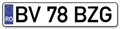 Placuta inmatriculare numar auto  BV-78-BZG, BV 78 BZG, BV78BZG
