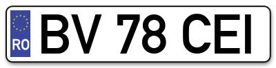 Placuta inmatriculare numar auto  BV-78-CEI, BV 78 CEI, BV78CEI