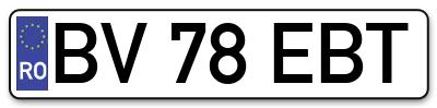 Placuta inmatriculare numar auto  BV-78-EBT, BV 78 EBT, BV78EBT
