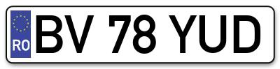 Placuta inmatriculare numar auto  BV-78-YUD, BV 78 YUD, BV78YUD