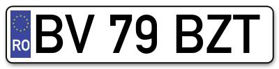 Placuta inmatriculare numar auto  BV-79-BZT, BV 79 BZT, BV79BZT