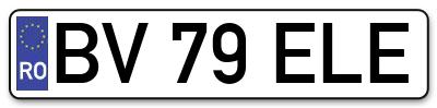 Placuta inmatriculare numar auto  BV-79-ELE, BV 79 ELE, BV79ELE