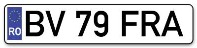Placuta inmatriculare numar auto  BV-79-FRA, BV 79 FRA, BV79FRA