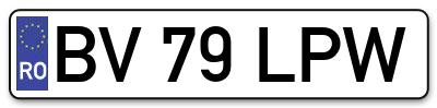Placuta inmatriculare numar auto  BV-79-LPW, BV 79 LPW, BV79LPW