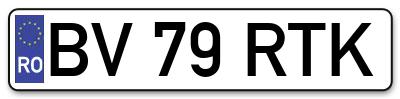 Placuta inmatriculare numar auto  BV-79-RTK, BV 79 RTK, BV79RTK