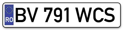 Placuta inmatriculare numar auto  BV-791-WCS, BV 791 WCS, BV791WCS
