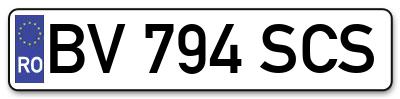 Placuta inmatriculare numar auto  BV-794-SCS, BV 794 SCS, BV794SCS