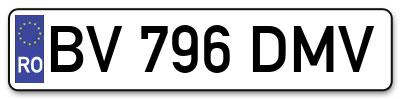 Placuta inmatriculare numar auto  BV-796-DMV, BV 796 DMV, BV796DMV