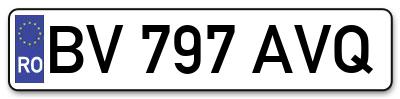 Placuta inmatriculare numar auto  BV-797-AVQ, BV 797 AVQ, BV797AVQ