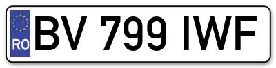 Placuta inmatriculare numar auto  BV-799-IWF, BV 799 IWF, BV799IWF