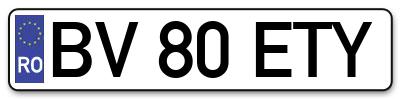 Placuta inmatriculare numar auto  BV-80-ETY, BV 80 ETY, BV80ETY