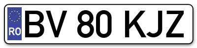 Placuta inmatriculare numar auto  BV-80-KJZ, BV 80 KJZ, BV80KJZ
