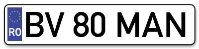 Placuta inmatriculare numar auto  BV-80-MAN, BV 80 MAN, BV80MAN