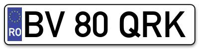 Placuta inmatriculare numar auto  BV-80-QRK, BV 80 QRK, BV80QRK