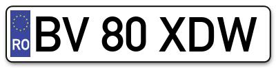 Placuta inmatriculare numar auto  BV-80-XDW, BV 80 XDW, BV80XDW