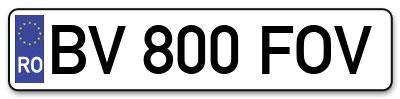 Placuta inmatriculare numar auto  BV-800-FOV, BV 800 FOV, BV800FOV