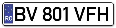 Placuta inmatriculare numar auto  BV-801-VFH, BV 801 VFH, BV801VFH