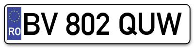Placuta inmatriculare numar auto  BV-802-QUW, BV 802 QUW, BV802QUW