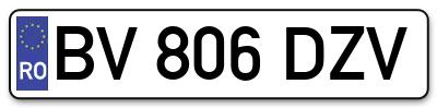 Placuta inmatriculare numar auto  BV-806-DZV, BV 806 DZV, BV806DZV