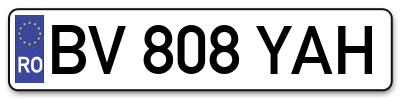 Placuta inmatriculare numar auto  BV-808-YAH, BV 808 YAH, BV808YAH