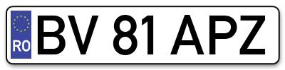 Placuta inmatriculare numar auto  BV-81-APZ, BV 81 APZ, BV81APZ