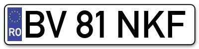 Placuta inmatriculare numar auto  BV-81-NKF, BV 81 NKF, BV81NKF