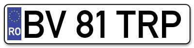 Placuta inmatriculare numar auto  BV-81-TRP, BV 81 TRP, BV81TRP