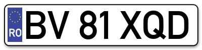 Placuta inmatriculare numar auto  BV-81-XQD, BV 81 XQD, BV81XQD